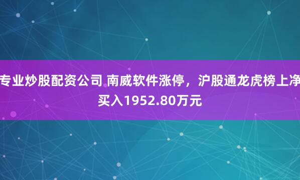 专业炒股配资公司 南威软件涨停，沪股通龙虎榜上净买入1952.80万元